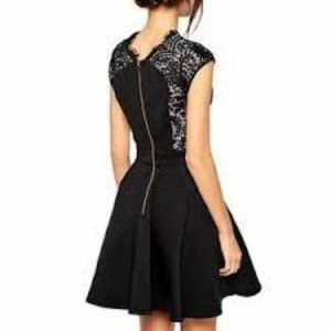 Like New Ted Baker Vivace black lace fit & flare dress 0=2